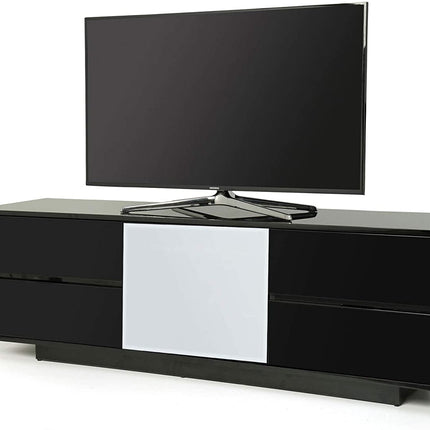 Centurion Supports AVITUS ULTRA Remote Friendly Beam-Thru Premium Black with 4-Black Drawers 32"-65" Flat Screen TV Cabinet