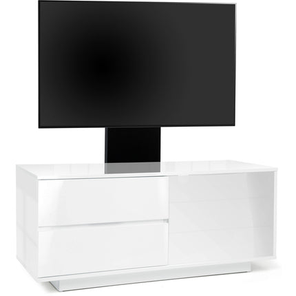 Centurion Supports Gallus Ultra Gloss White with 2-White Drawers and White Door 32"-55" LED/LCD/Plasma Cabinet TV Stand with Mounting Arm