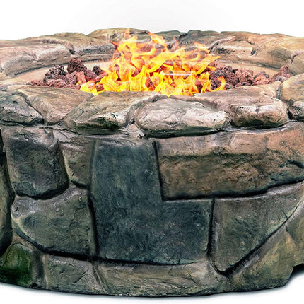 Centurion Supports Fireology KALUYA Bronze Lavish Garden and Patio Gas Fire Pit with Eco-Stone Finish - Fully Assembled - Grade A