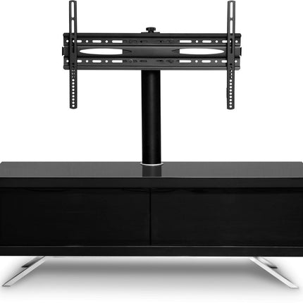 MDA Designs TUCANA 1200 HYBRID Black TV Cabinet BeamThru Remote-Friendly Doors up to 60" Flat Screen TVs with Mounting Arm