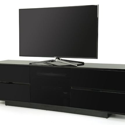 Centurion Supports AVITUS ULTRA Remote Friendly BeamThru Gloss Black with 4-Black Drawers 32"-65" Flat Screen TV Cabinet - Grade A