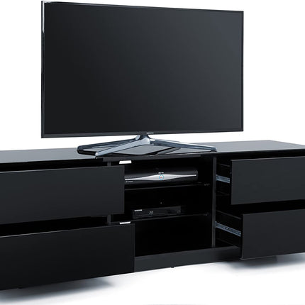 Centurion Supports Avitus Gloss Black with 4-Black Drawers and 3-Shelf 32"-65" LED/LCD/Plasma TV Stand - Grade A