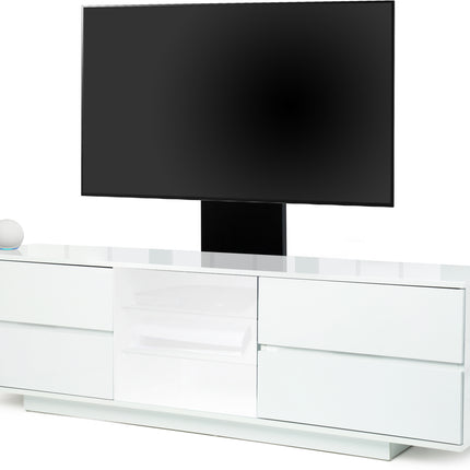 Centurion Supports AVITUS ULTRA Gloss White Remote Friendly White Door with 4-White Drawers up to 65" Flat Screen TV Cabinet with Mounting Arm