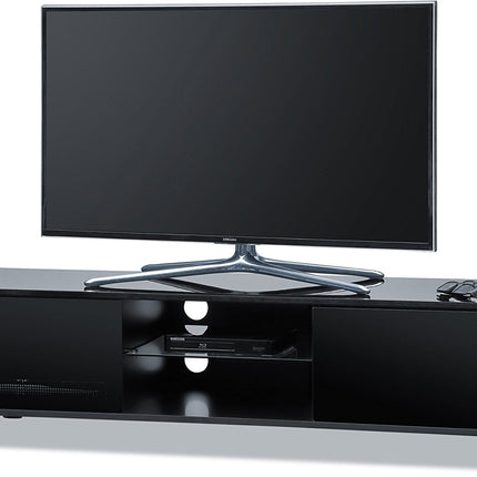 Centurion Supports CAPRI Gloss Black with Black Sides Beam-Thru Remote Friendly 32"-65" Flat Screen TV Cabinet