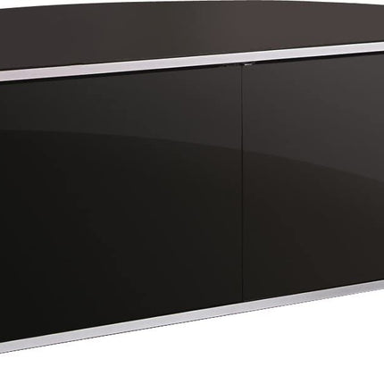 MDA Designs Sirius 1200 Black with Remote Friendly Beam Thru Glass Door and Walnut/Oak Profiles for up to 55" LCD/Plasma/LED Cabinet TV Stand