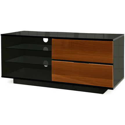 Centurion Supports Gallus Gloss Black with 2-Walnut Drawers and 3-Shelf 32"-55" LED/LCD/Plasma Cabinet TV Stand