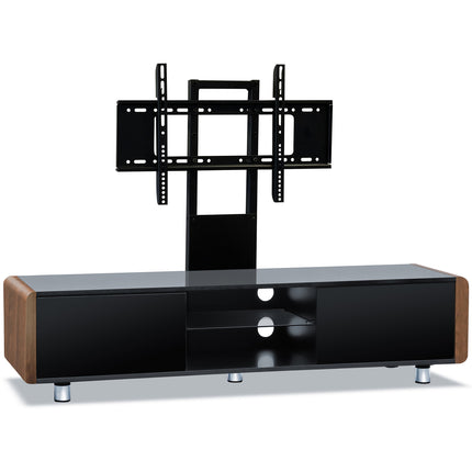 Centurion Supports CAPRI Gloss Black with Walnut Sides Beam-Thru Remote Friendly 32"-65" Flat Screen TV Cabinet with Mounting Bracket