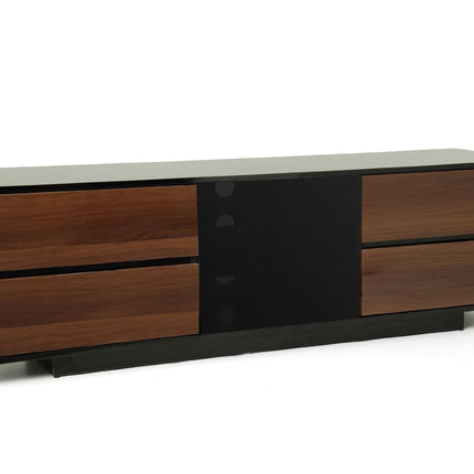 Centurion Supports AVITUS ULTRA Remote Friendly BeamThru Gloss Black with 4-Walnut Drawers 32"-65" Flat Screen TV Cabinet