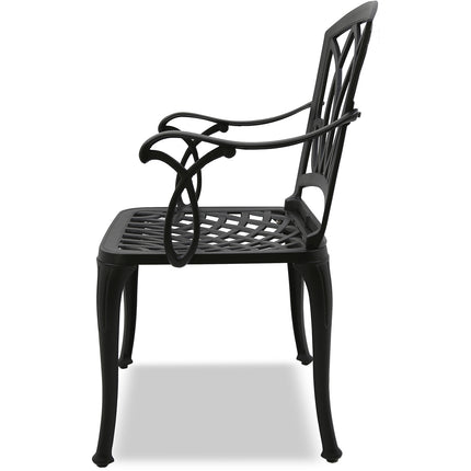 Centurion Supports POSITANO Garden and Patio Table and 2 Chairs Cast Aluminium Bistro Set - Black - Grade A