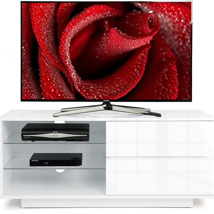 Centurion Supports GALLUS High Gloss White with 2-White Drawers for 32"-55" LED/OLED/LCD TV Cabinet - FULLY ASSEMBLED