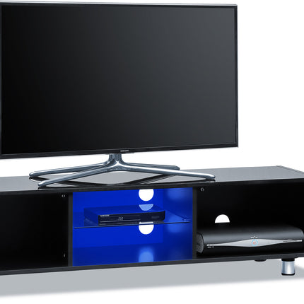 Centurion Supports CAPRI Gloss Black Remote-Friendly up to 65" Flat Screen TV Cabinet with 16 Colour LED Shelf Lights