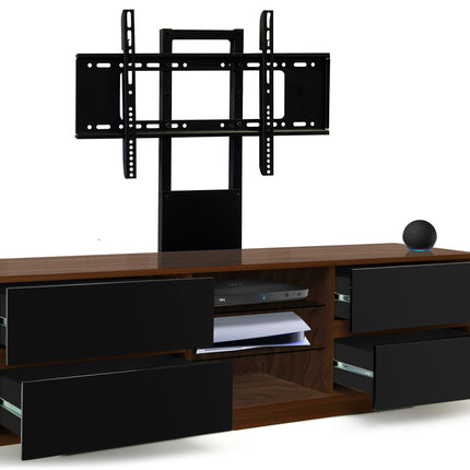 Centurion Supports Avitus Walnut with 4-Black Drawers and 3-Shelves up to 65" LED, LCD, Plasma TV Stand with Mounting Arm