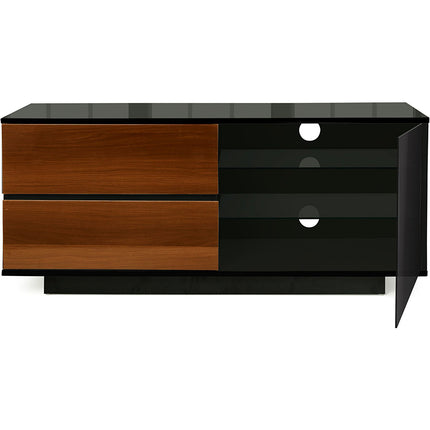 Centurion Supports GALLUS ULTRA Remote Friendly BeamThru Gloss Black with 2-Walnut Drawers 32"-55" Flat Screen TV Cabinet