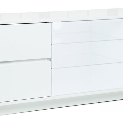 Centurion Supports AVITUS ULTRA White BeamThru Gloss Finish with 4-White Drawers and White Door 32"-65" Flat Screen TV Cabinet