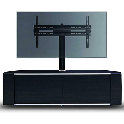 MDA Designs Sirius 1600 Cabinet with BeamThru Remote-Friendly Gloss Black with Black Trims for Flat Screen TVs up to 65" with Mounting Arm