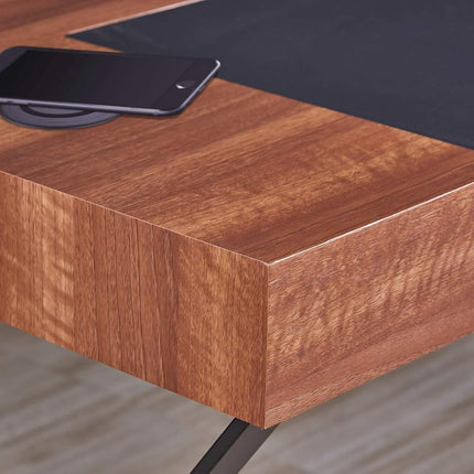 Centurion Supports ADONIS Walnut Ergonomic Home Office Desk with Built-In Wireless Qi Charging