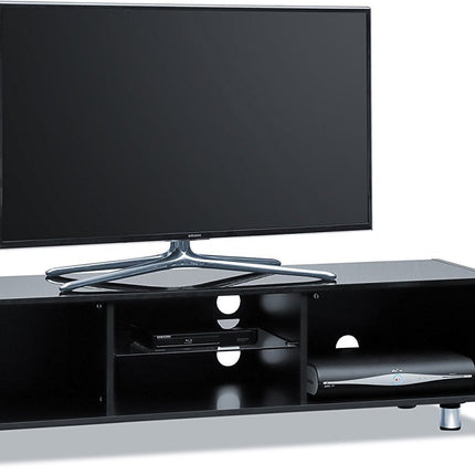 Centurion Supports CAPRI Gloss Black with Black Sides Beam-Thru Remote Friendly 32"-65" Flat Screen TV Cabinet