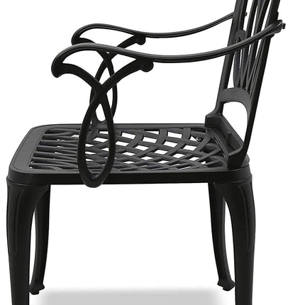 Centurion Supports POSITANO Luxurious Garden and Patio Table and 4 Large Chairs with Armrests Cast Aluminium Bistro Set - Black