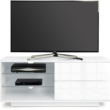 Centurion Supports GALLUS High Gloss White with 2-White Drawers for 32"-55" LED/OLED/LCD TV Cabinet - FULLY ASSEMBLED