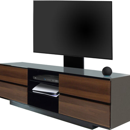 Centurion Supports AVITUS Gloss Black with 4-Walnut Drawers for up to 65" LED/LCD/Plasma TV Stand with Mounting Arm