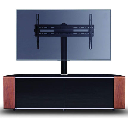 MDA Designs Sirius 1600 Cabinet with BeamThru Remote-Friendly Gloss Black with Walnut & Oak Interchangeable Trims for Flat Screen TVs up to 65" with Mounting Bracket