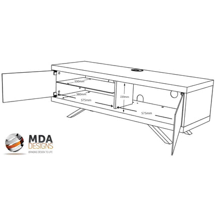 MDA Designs TUCANA 1200 HYBRID WHITE Beam Thru Remote-Friendly up to 60" Flat Screen TV Cabinet