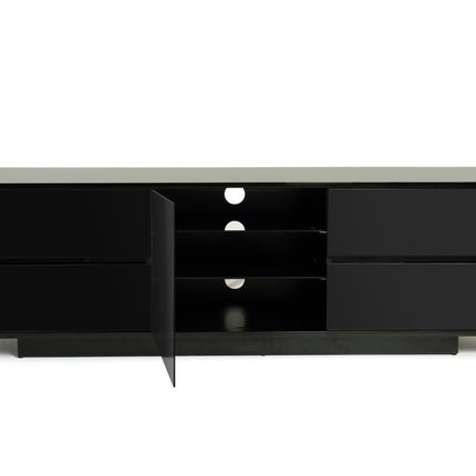 Centurion Supports AVITUS ULTRA Remote Friendly BeamThru Gloss Black with 4-Black Drawers 32"-65" Flat Screen TV Cabinet