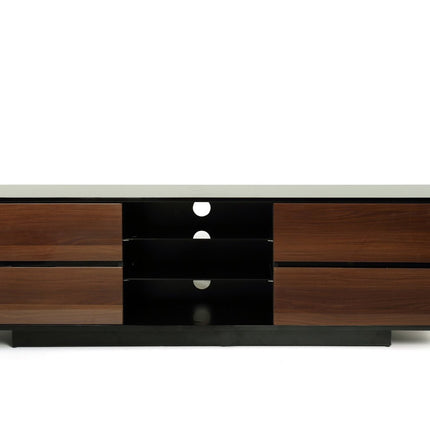 Centurion Supports Avitus Gloss Black with 4-Walnut Drawers and 3-Shelf 32"-65" LED/LCD/Plasma TV Stand