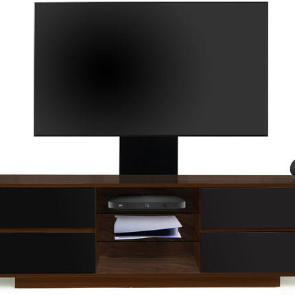 Centurion Supports Avitus Walnut with 4-Black Drawers and 3-Shelves up to 65" LED, LCD, Plasma TV Stand with Mounting Arm