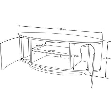 MDA Designs Luna Beam Thru Remote Friendy up to 50" LED/LCD/Plasma Gloss Black Luxury TV Cabinet Stand