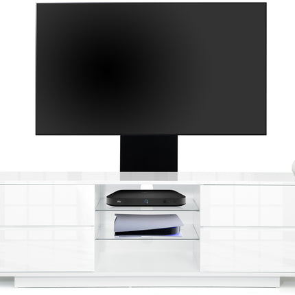 Centurion Supports Avitus Gloss White with 4-White Drawers and 3-Shelves up to 65" LED, LCD, Plasma TV Stand with Mounting Arm