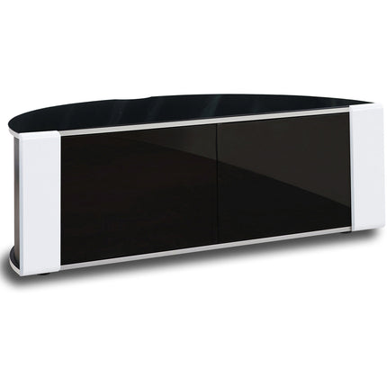 MDA Designs Sirius 1200 Remote Friendly Beam Thru Door Gloss Black with White Front Profiles up to 55" LCD/Plasma/LED Cabinet TV Stand