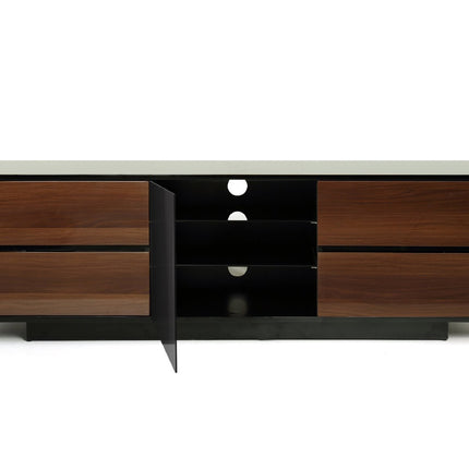 Centurion Supports AVITUS ULTRA Remote Friendly BeamThru Gloss Black with 4-Walnut Drawers 32"-65" Flat Screen TV Cabinet