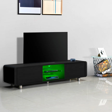 Centurion Supports CAPRI Gloss Black Remote-Friendly up to 65" Flat Screen TV Cabinet with 16 Colour LED Shelf Lights