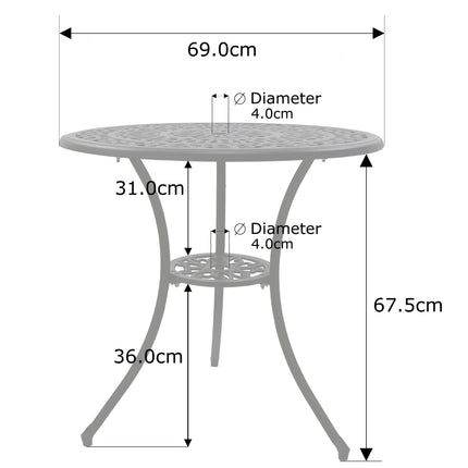 Centurion Supports POSITANO Garden and Patio Grey Cast Aluminium Bistro Table