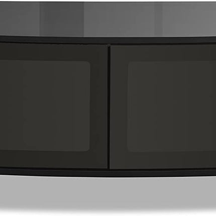 Centurion Supports Caru Gloss Black Beam-Thru Remote Friendly Super-Contemporary "D" Shape Design 32"-65" LED/OLED/LCD TV Cabinet - Grade A