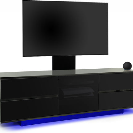 Centurion Supports Avitus ULTRA LED Gloss Black Remote Friendly Beam-Thru Door up to 65" TV Cabinet with 16 colour LED Lights and Mounting Arm