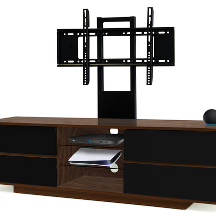 Centurion Supports Avitus Walnut with 4-Black Drawers and 3-Shelves up to 65" LED, LCD, Plasma TV Stand with Mounting Arm