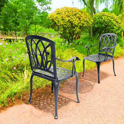 Centurion Supports Positano 2-Large Garden and Patio Chairs with Armrests in Cast Aluminium Grey