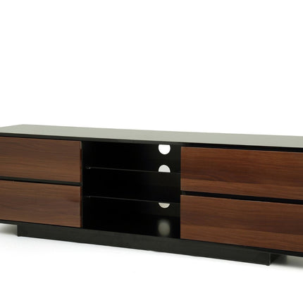 Centurion Supports Avitus Gloss Black with 4-Walnut Drawers and 3-Shelf 32"-65" LED/LCD/Plasma TV Stand