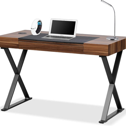 Centurion Supports ADONIS Walnut Ergonomic Home Office Desk with Built-In Wireless Qi Charging