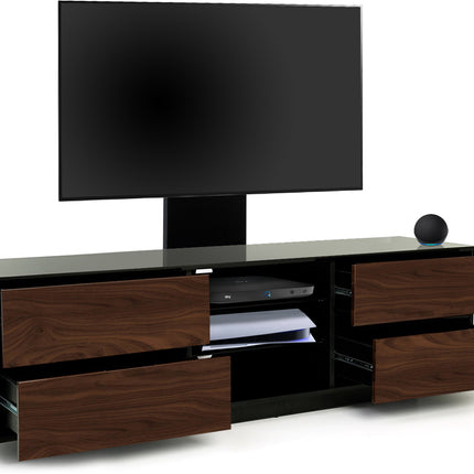 Centurion Supports AVITUS Gloss Black with 4-Walnut Drawers for up to 65" LED/LCD/Plasma TV Stand with Mounting Arm