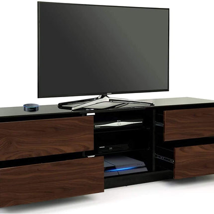 Centurion Supports AVITUS High Gloss Black with 4-Walnut Drawers for 32"-65" LED/OLED/LCD TV Cabinet - FULLY ASSEMBLED