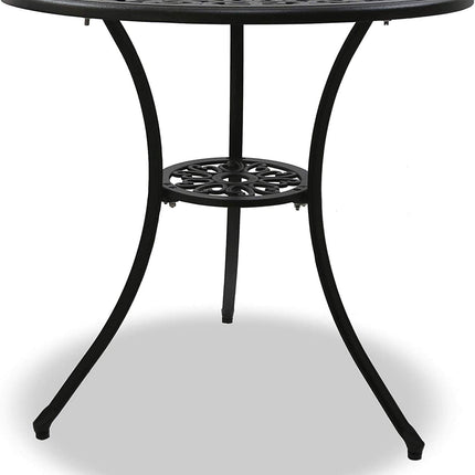 Centurion Supports POSITANO Luxurious Garden and Patio Table and 4 Large Chairs with Armrests Cast Aluminium Bistro Set - Black