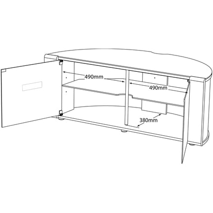 MDA Designs Sirius 1200 Remote Friendly Beam Thru Door Gloss Black with White Front Profiles up to 55" LCD/Plasma/LED Cabinet TV Stand