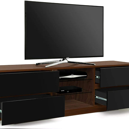 Centurion Supports AVITUS Walnut with 4-Black Drawers for 32"-65" LED/OLED/LCD TV Cabinet - FULLY ASSEMBLED