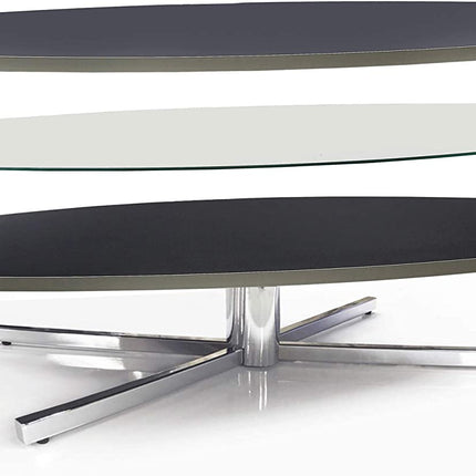 MDA Designs Orbit 1100BO Gloss Black TV Stand with Oak Elliptic Sides for Flat Screen TVs up to 55"