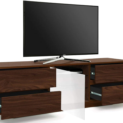 Centurion Supports AVITUS ULTRA Remote Friendly Beam-Thru Premium Walnut with 4-Walnut Drawers 32"-65" Flat Screen TV Cabinet