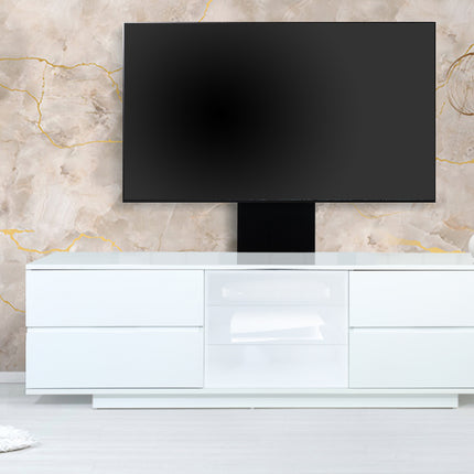 Centurion Supports AVITUS ULTRA Gloss White Remote Friendly White Door with 4-White Drawers up to 65" Flat Screen TV Cabinet with Mounting Arm