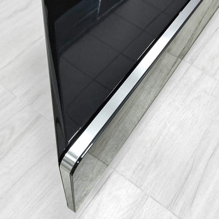 MDA Designs Antares HYBRID Black Corner-Friendly with Clear Acrylic Legs Hover Effect & Remote-Friendly Glass Door TV Cabinet